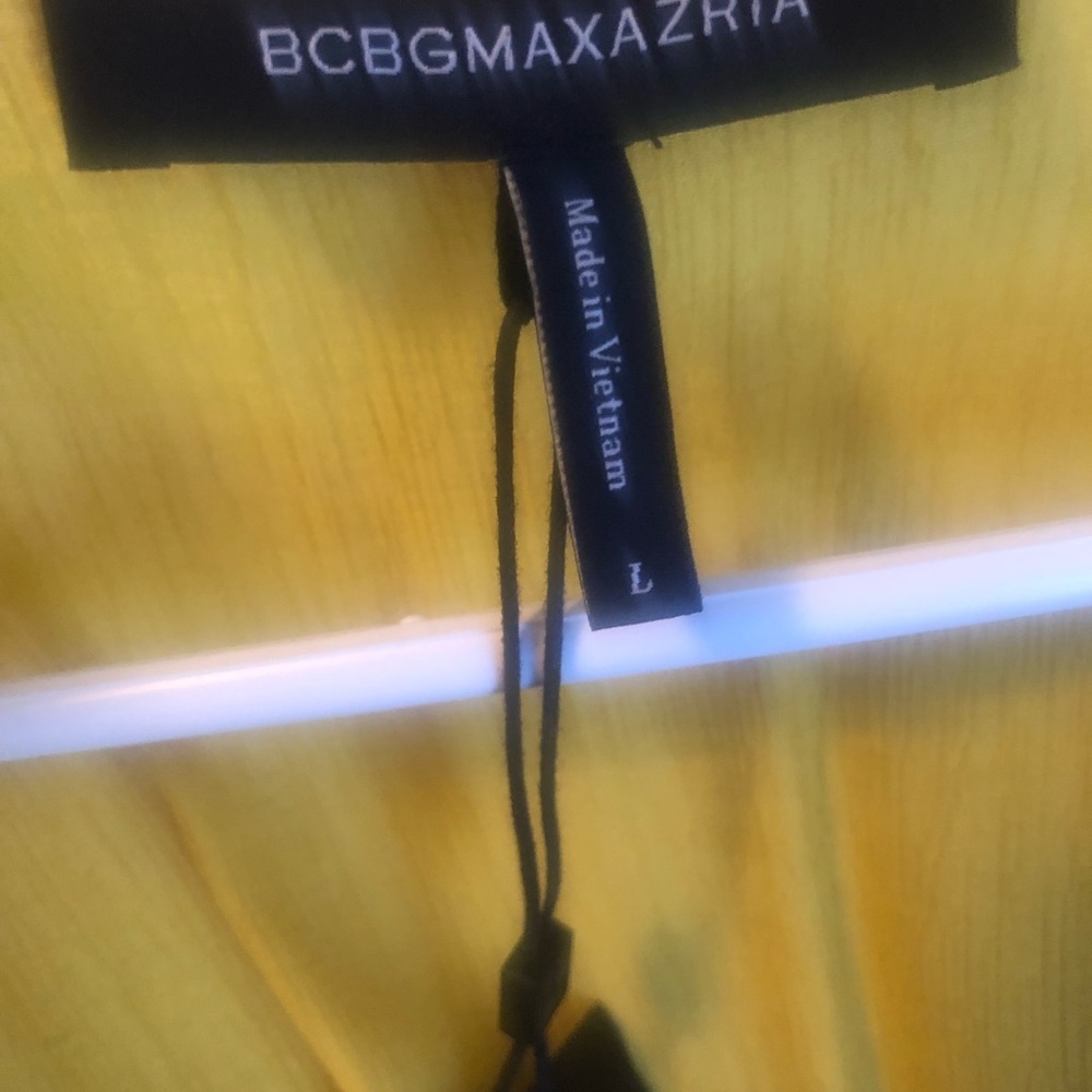 BCBGMAXAZRIA Marigold Yellow Wrap Midi Dress size large - Picture 8 of 8